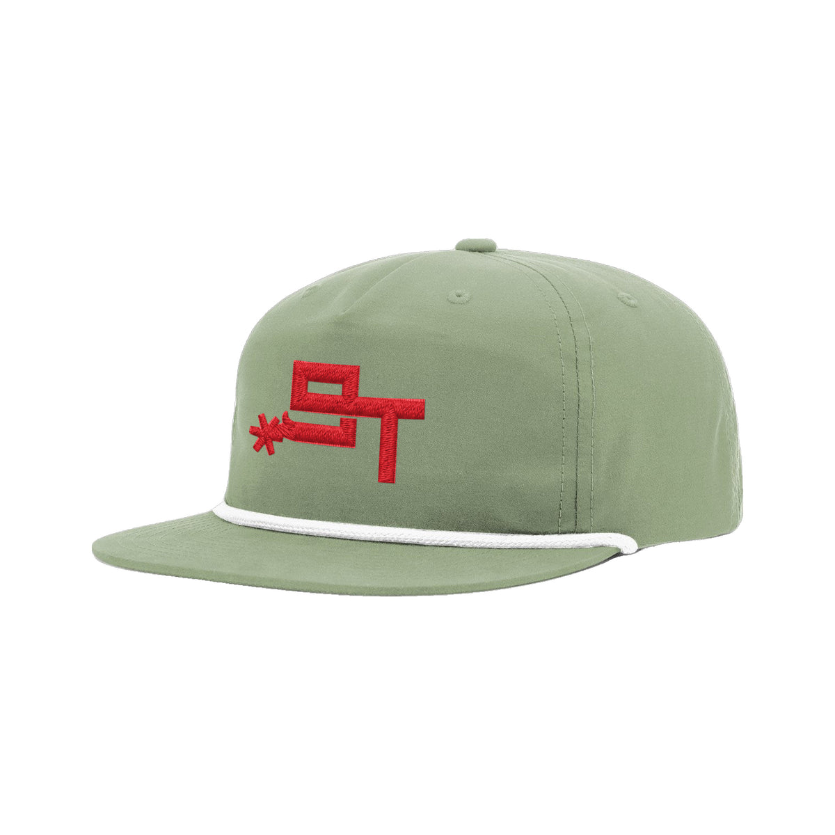 9T Spur Richardson 256 Hat / Sage/White / Red / angle on white
