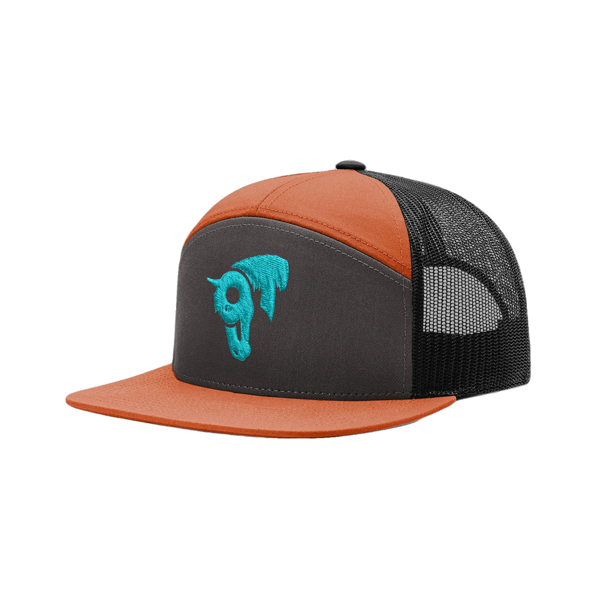 9T Horse Richardson 168 Hat / Charcoal/Burnt Orange/Black / Teal / angle on white