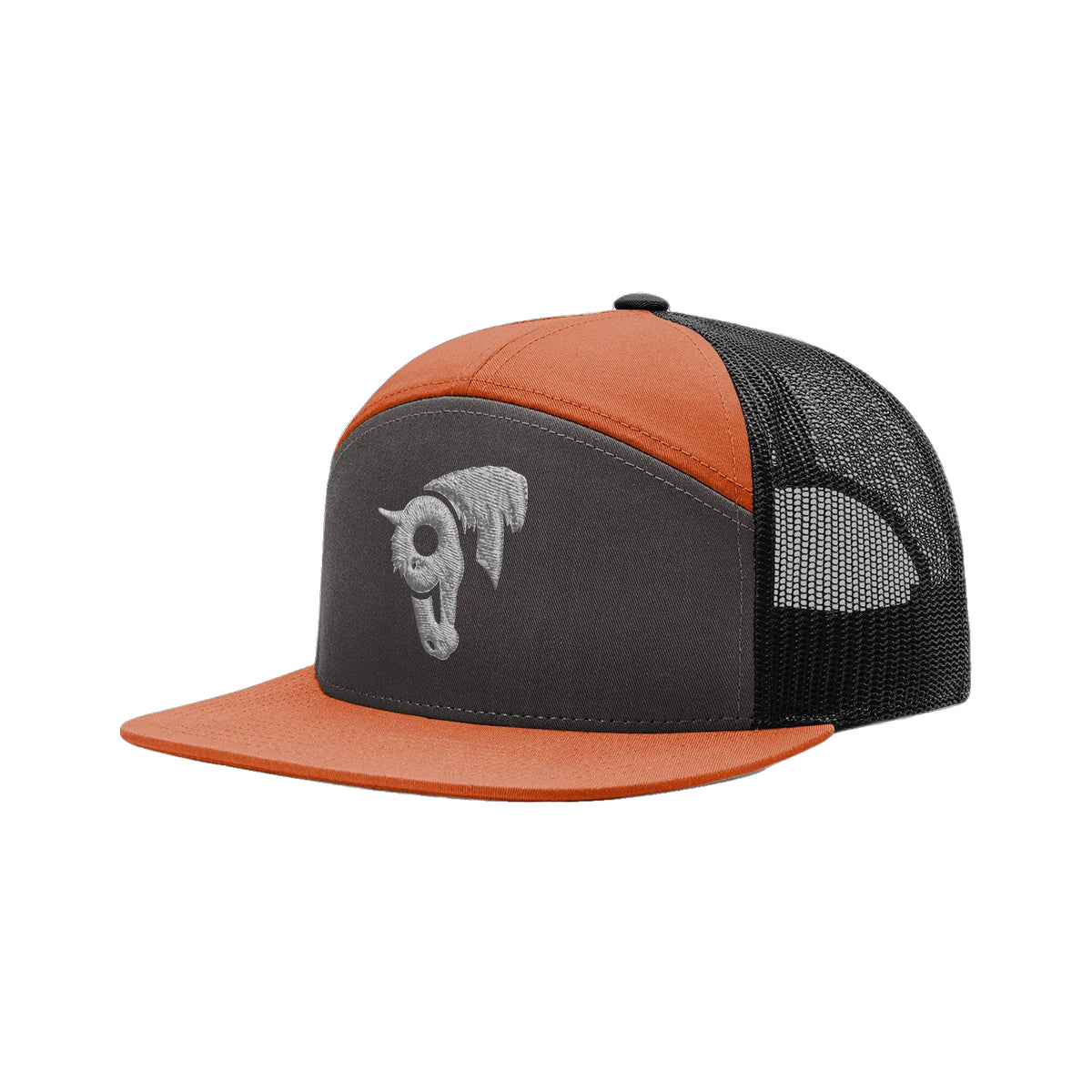 9T Horse Richardson 168 Hat / Charcoal/Burnt Orange/Black / Grey / angle on white