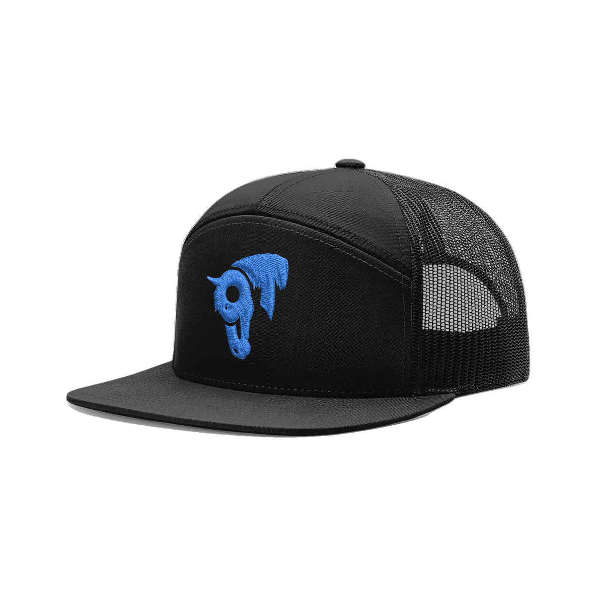 9T Horse Richardson 168 Hat / Black / Blue / angle on white