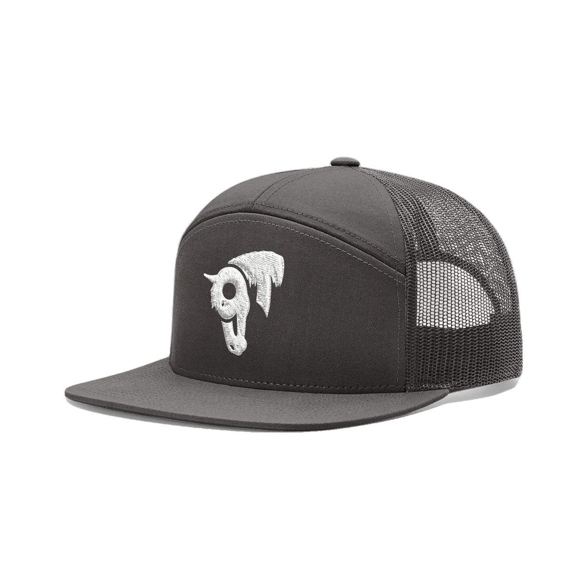 9T Horse Richardson 168 Hat / Charcoal / White / angle on white