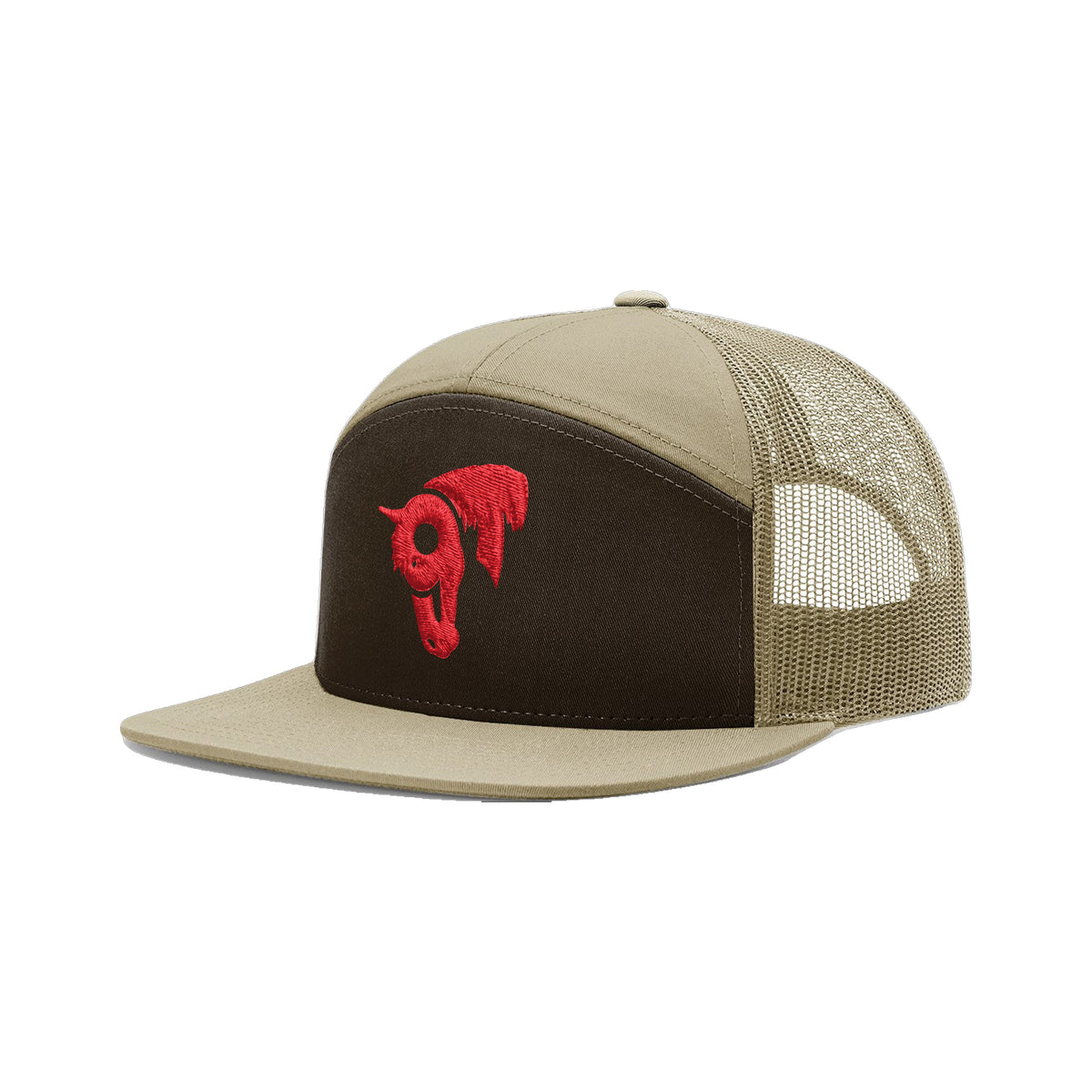 9T Horse Richardson 168 Hat / Brown/Khaki / Red / angle on white
