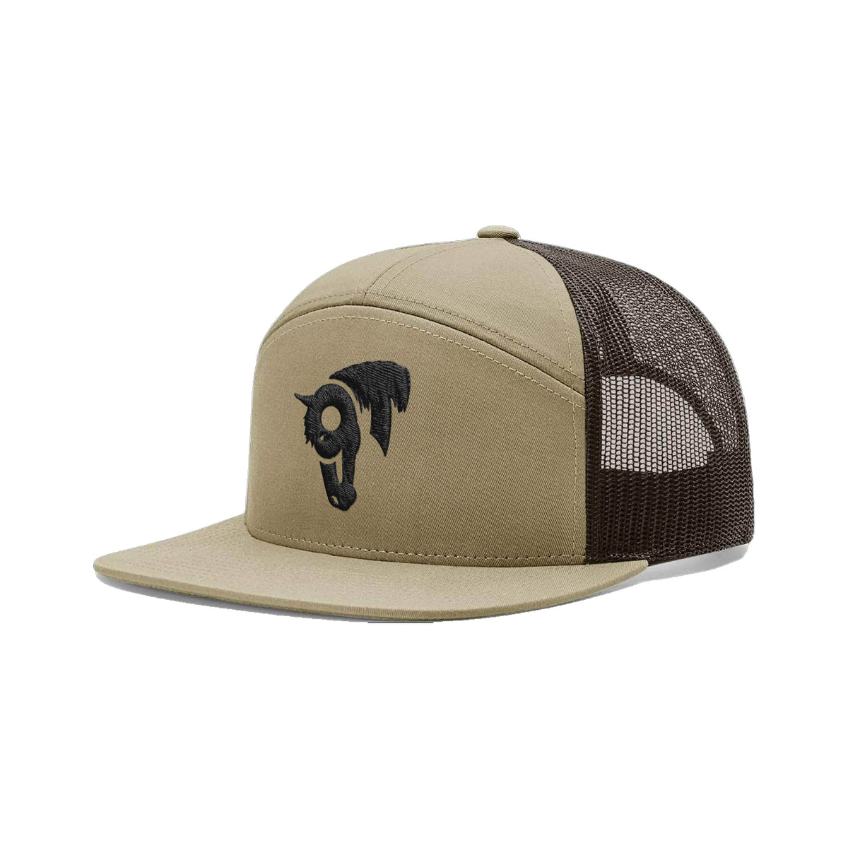 9T Horse Richardson 168 Hat / Pale Khaki/Brown / Black / angle on white