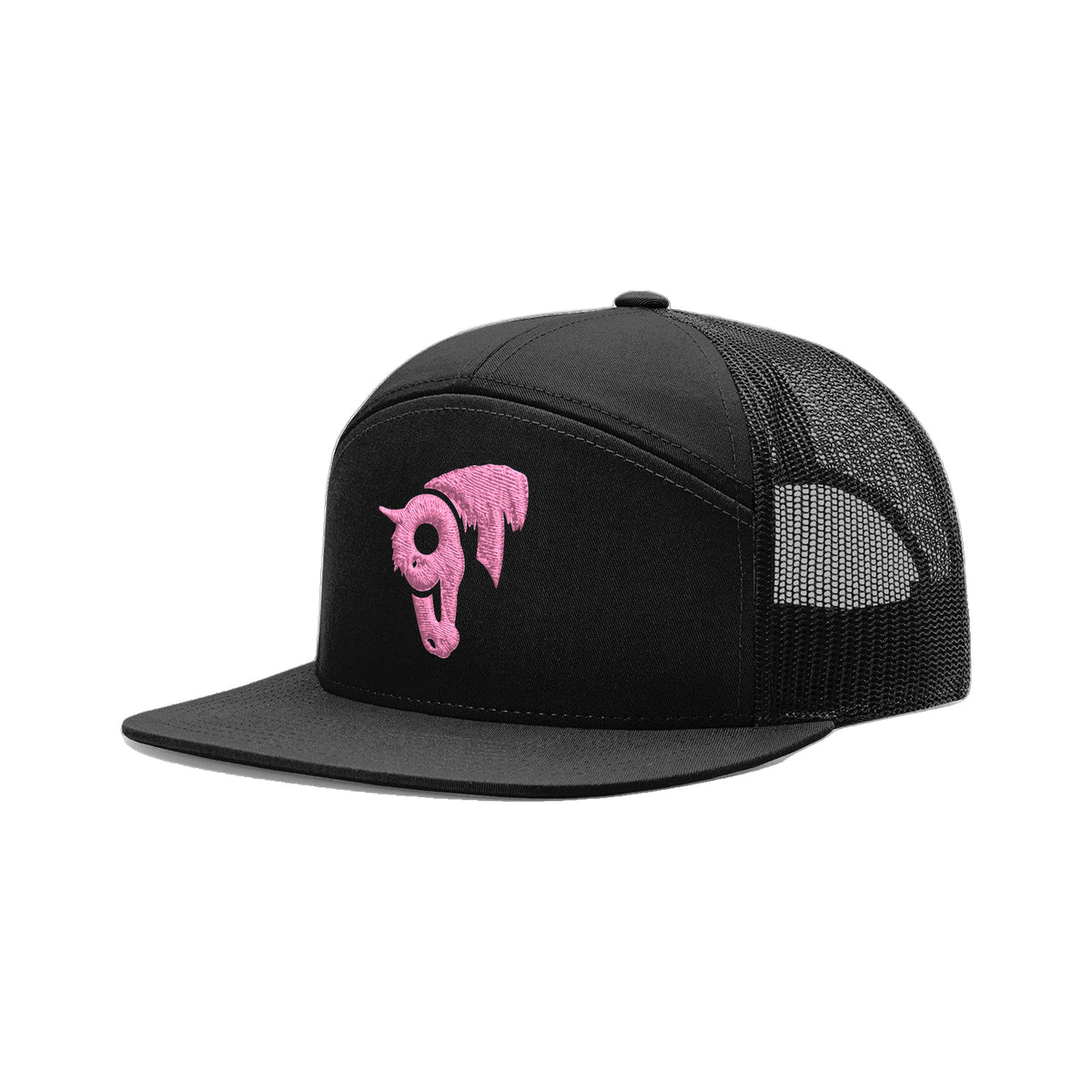 9T Horse Richardson 168 Hat / Black / Pink / angle on white