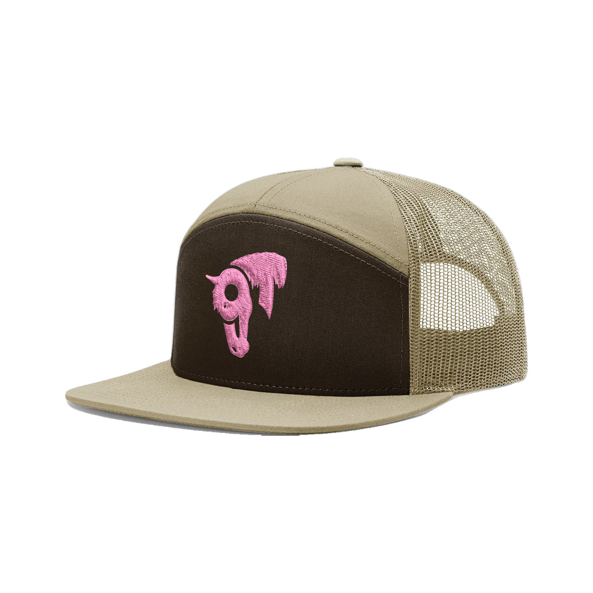 9T Horse Richardson 168 Hat / Brown/Khaki / Pink / angle on white