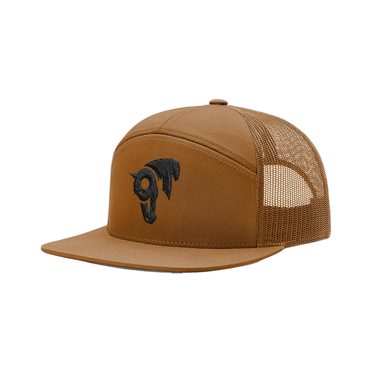 9T Horse Richardson 168 Hat / Caramel / Black / angle on white
