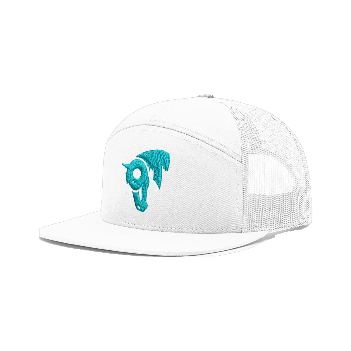 9T Horse Richardson 168 Hat / White / Teal / angle on white