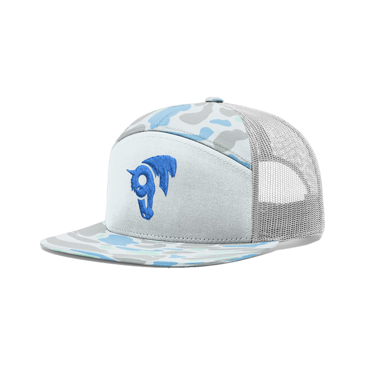 9T Horse Richardson 168 Hat / Blue Duck Camo / Blue / angle on white