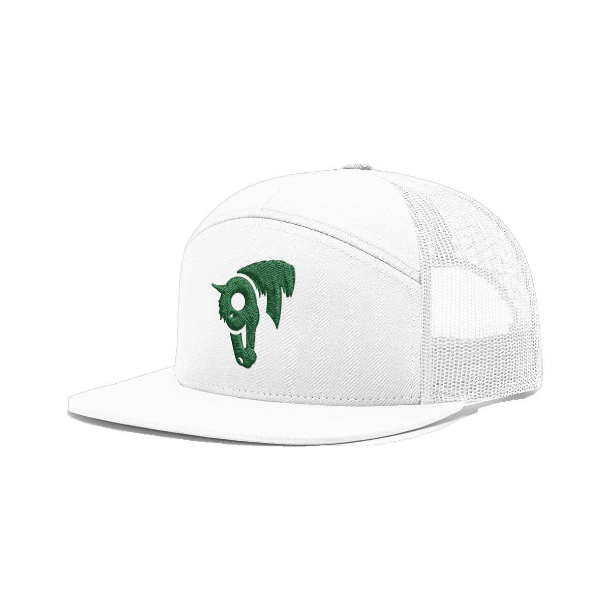 9T Horse Richardson 168 Hat / White / Dark Green / angle on white