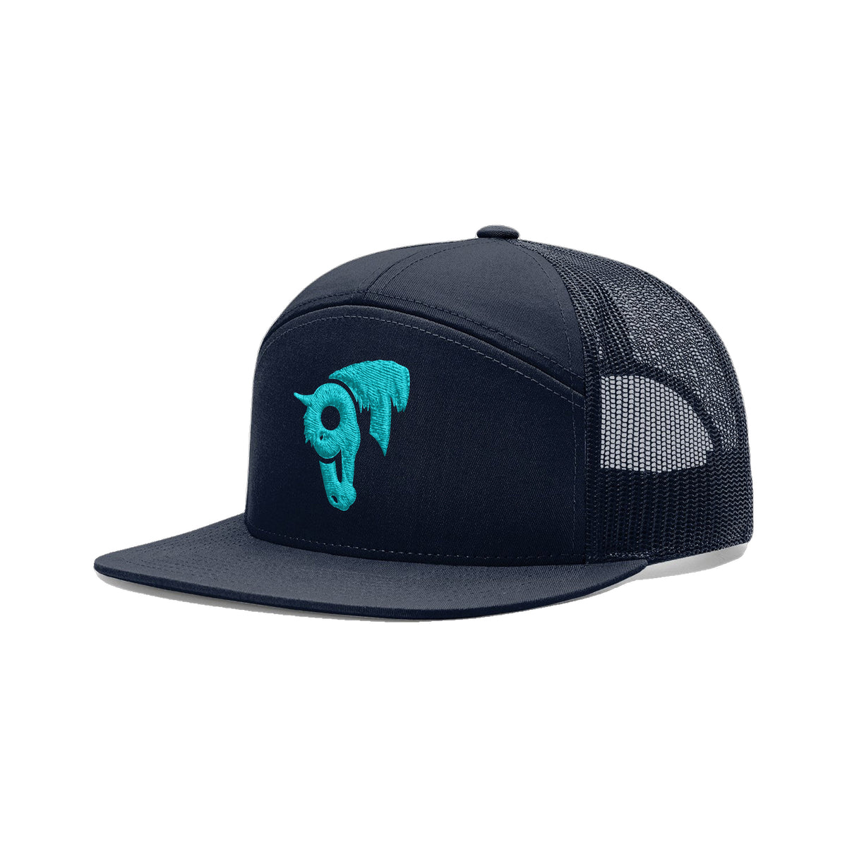 9T Horse Richardson 168 Hat / Navy / Teal / angle on white