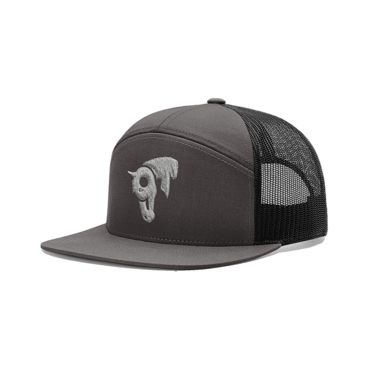 9T Horse Richardson 168 Hat / Charcoal/Black / Grey / angle on white