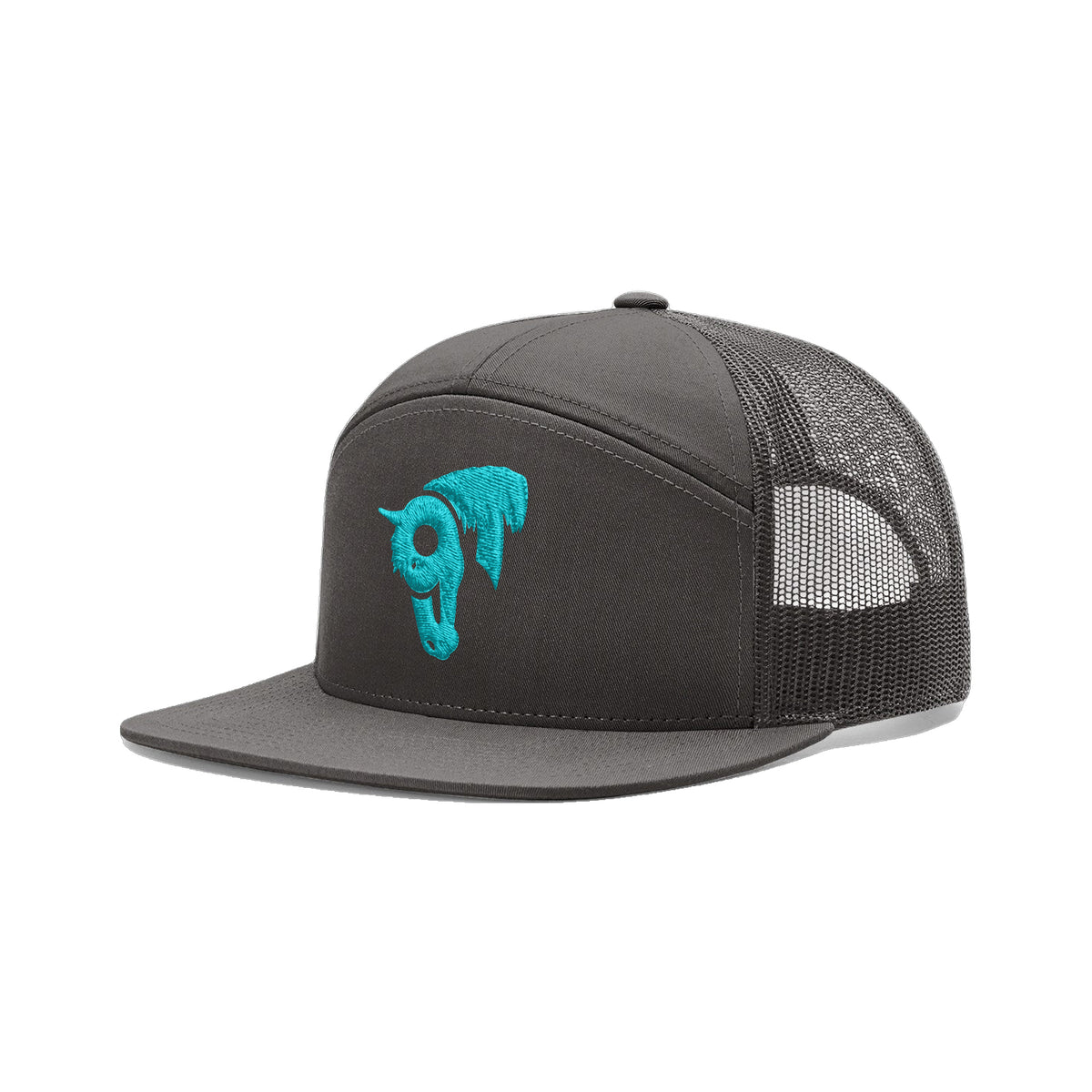 9T Horse Richardson 168 Hat / Charcoal / Teal / angle on white