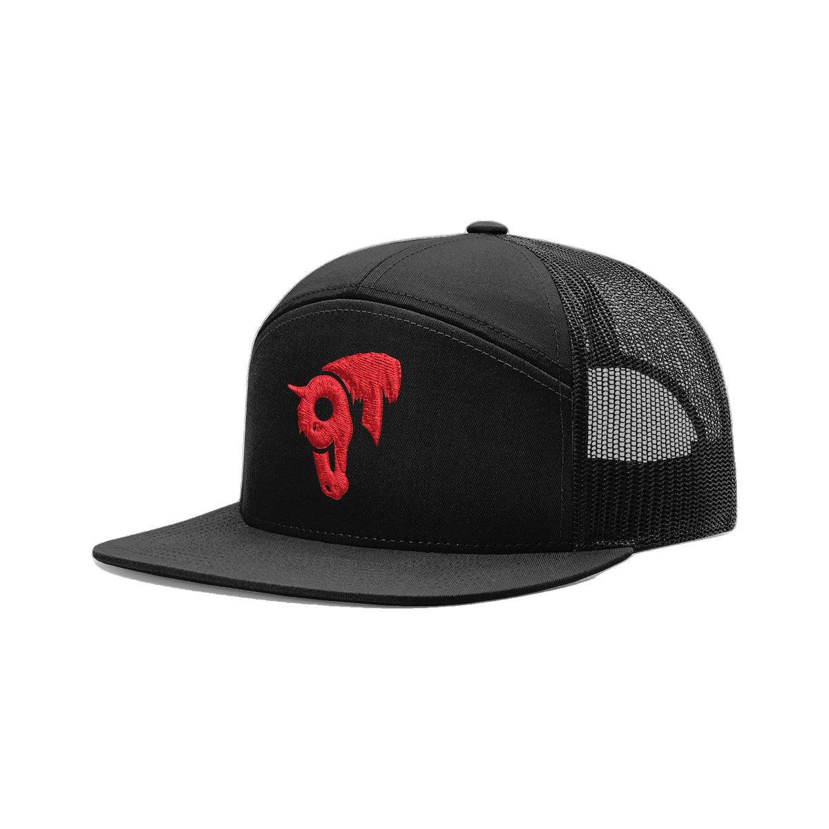 9T Horse Richardson 168 Hat / Black / Red / angle on white