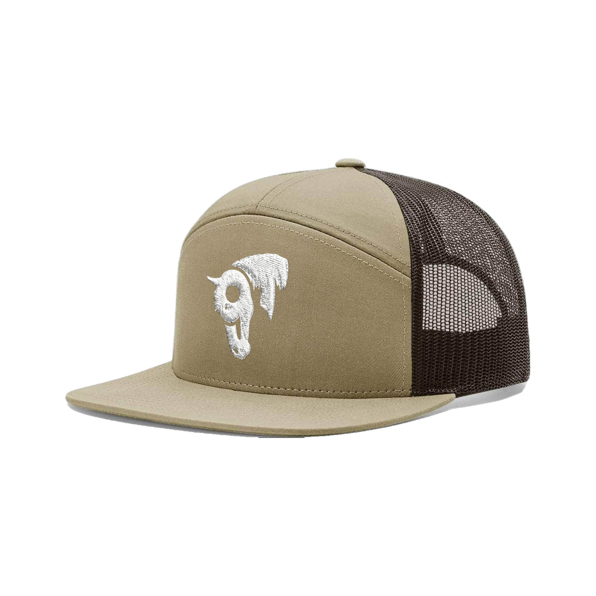 9T Horse Richardson 168 Hat / Pale Khaki/Brown / White / angle on white