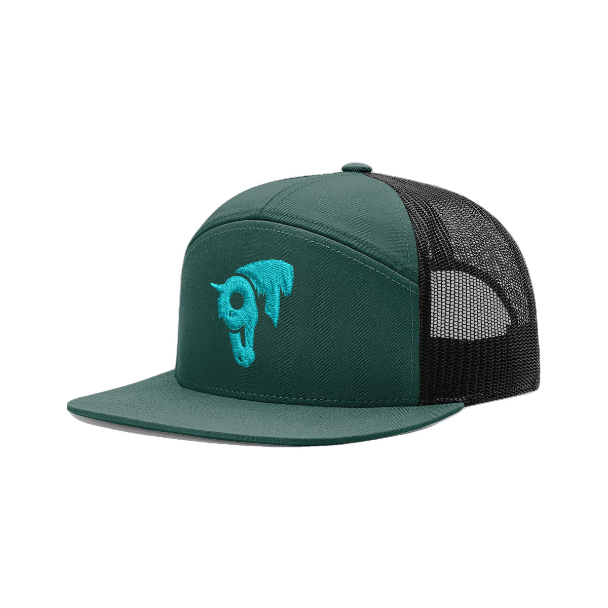 9T Horse Richardson 168 Hat / Dark Green/Black / angle on white