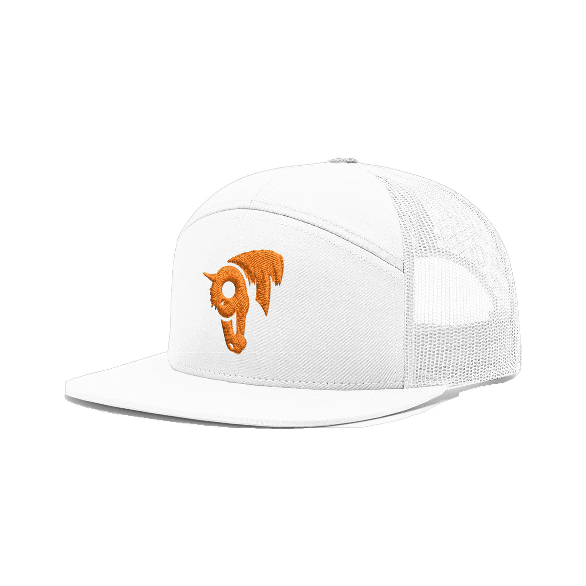 9T Horse Richardson 168 Hat / White / Orange / angle on white