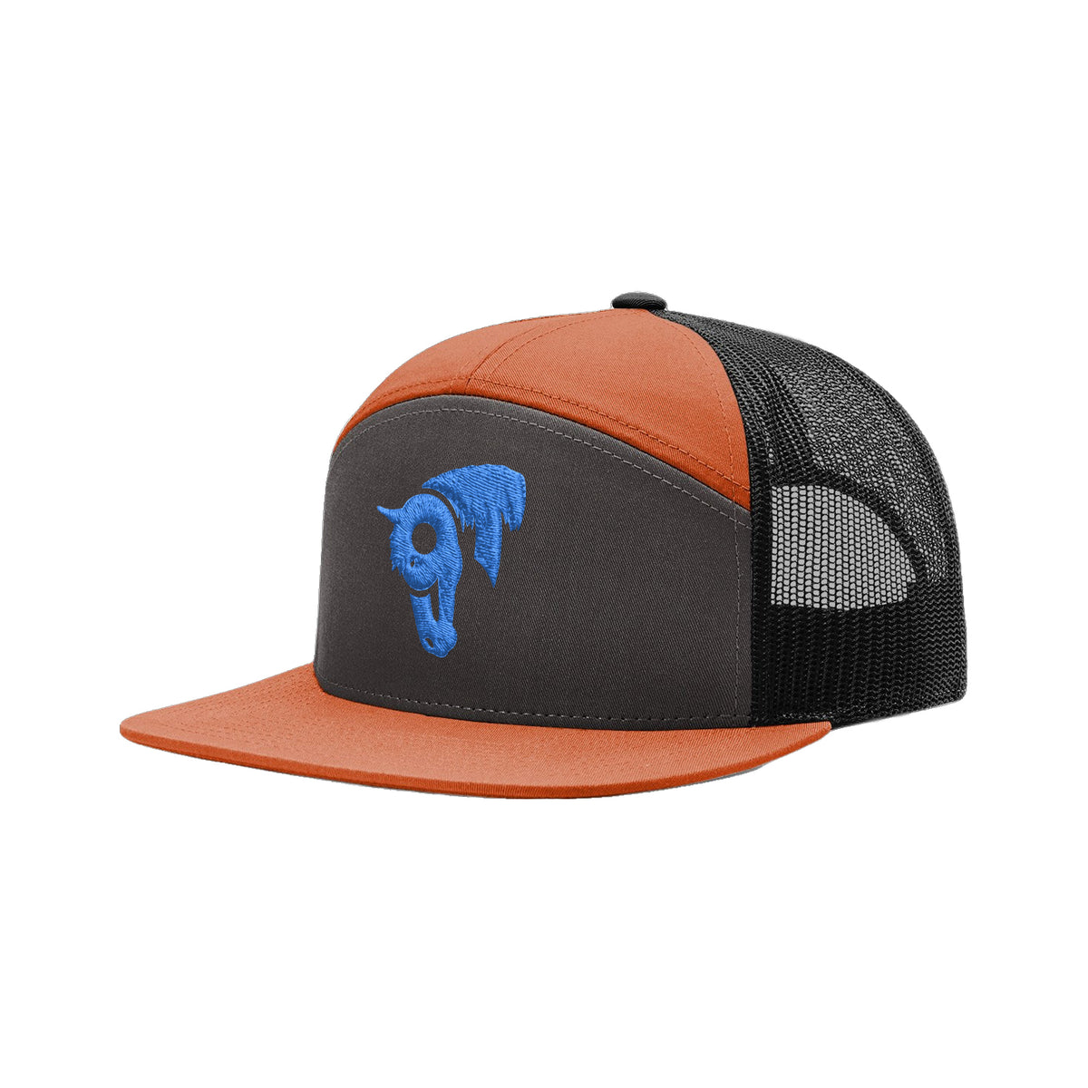 9T Horse Richardson 168 Hat / Charcoal/Burnt Orange/Black / Blue / angle on white