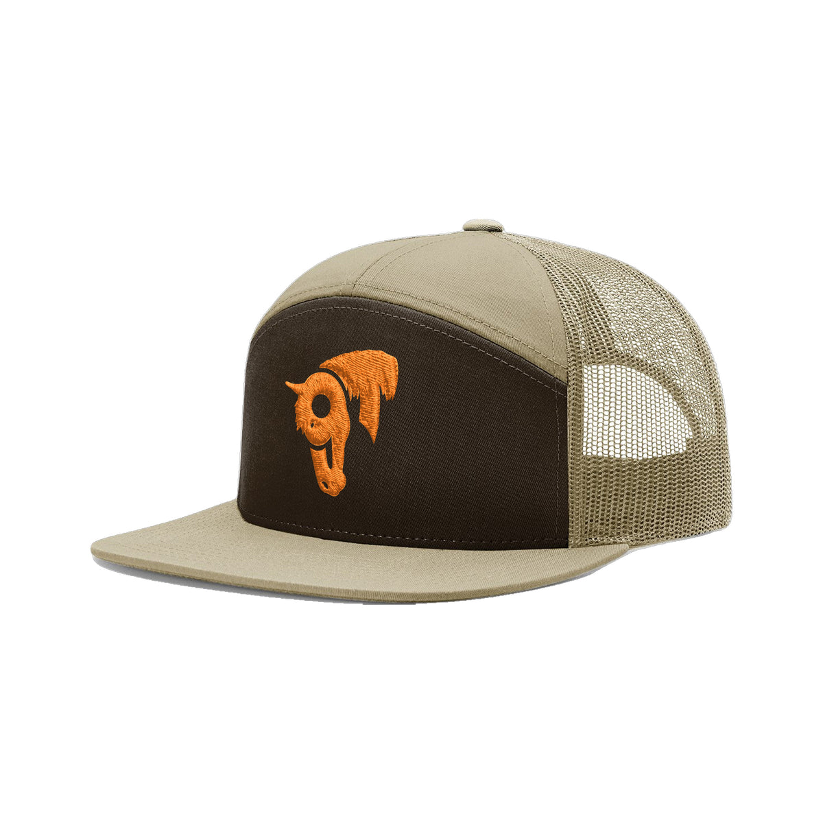 9T Horse Richardson 168 Hat / Brown/Khaki / Orange / angle on white
