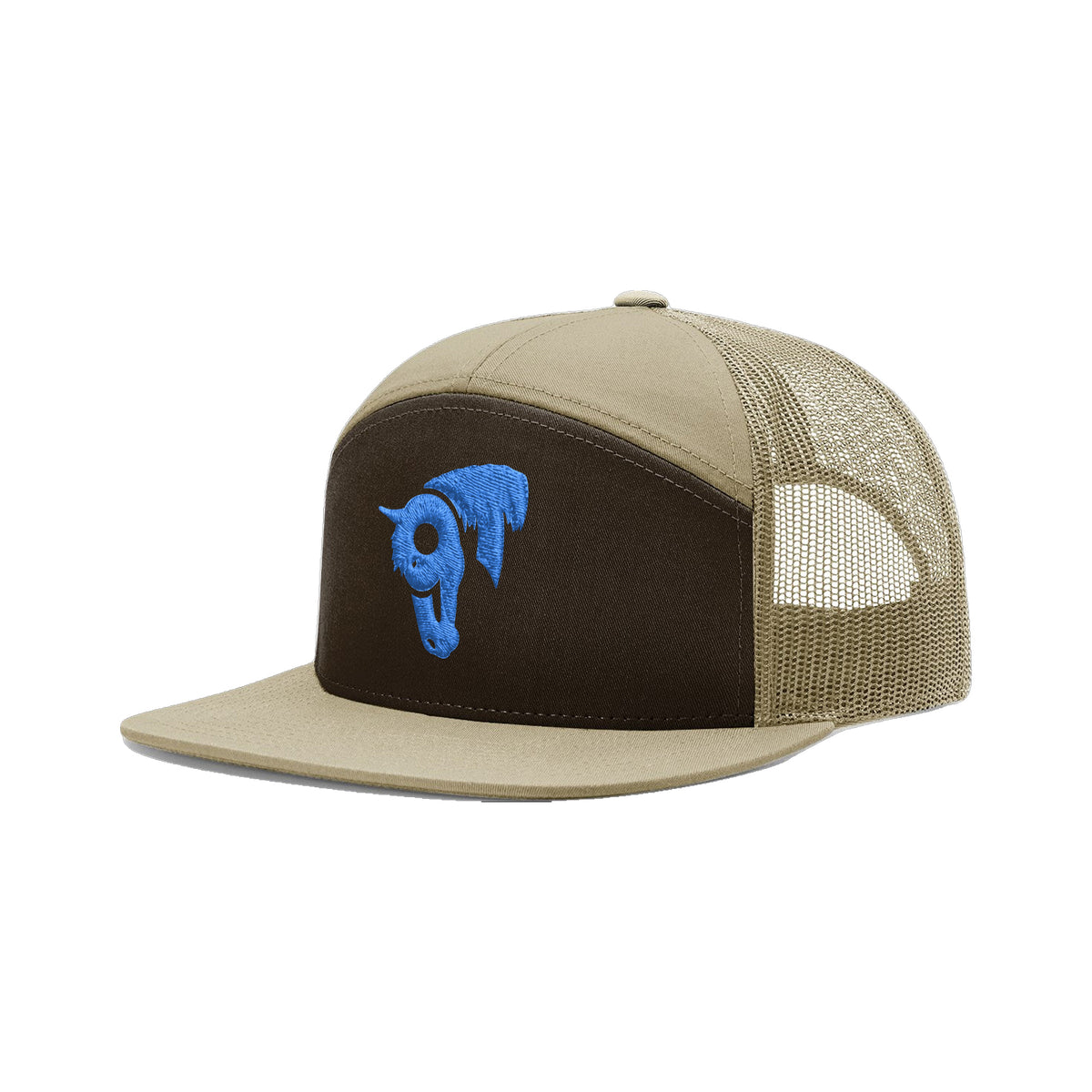 9T Horse Richardson 168 Hat / Brown/Khaki / Blue / angle on white