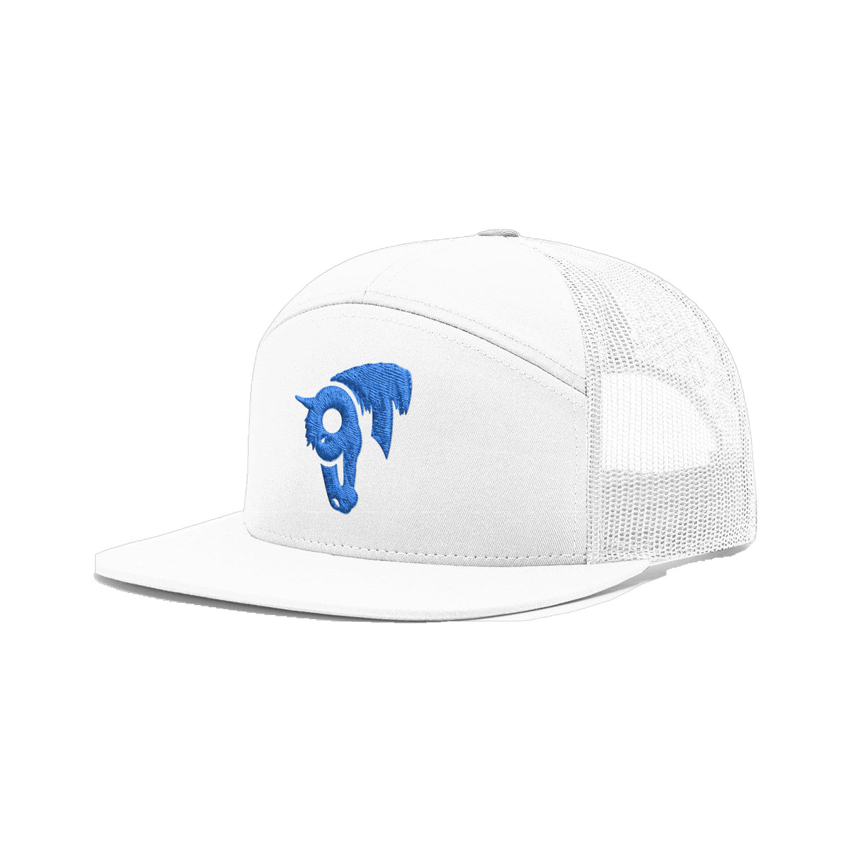 9T Horse Richardson 168 Hat / White / Blue / angle on white