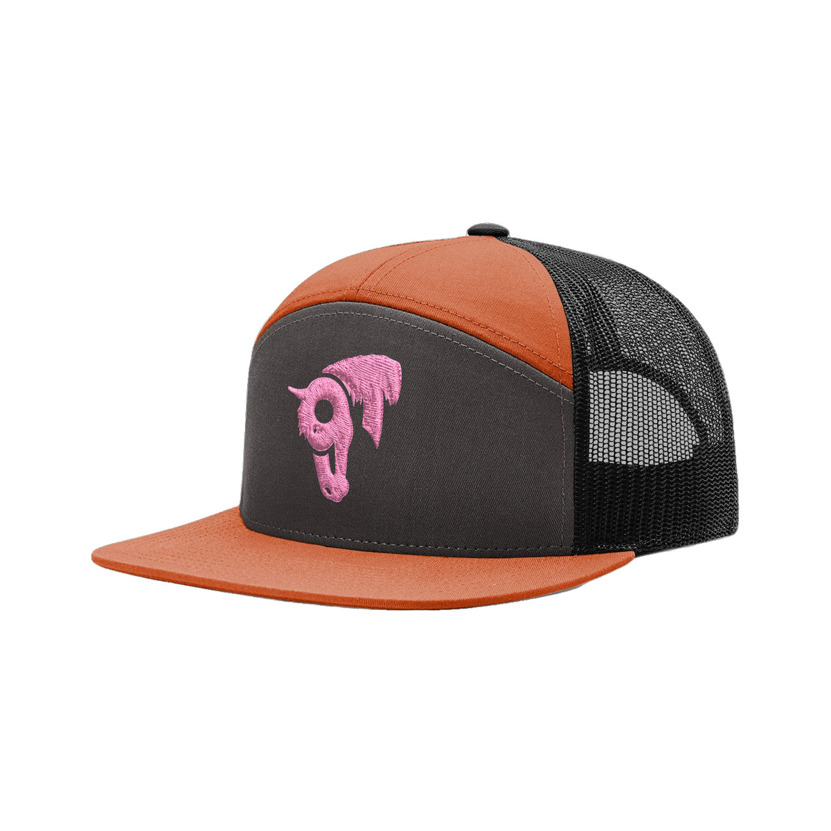 9T Horse Richardson 168 Hat / Charcoal/Burnt Orange/Black / Pink / angle on white