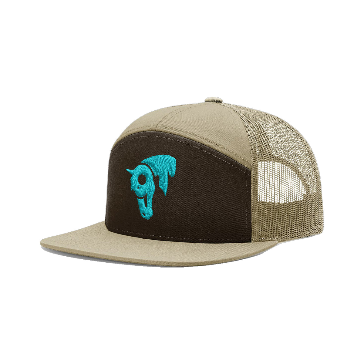 9T Horse Richardson 168 Hat / Brown/Khaki / Teal / angle on white