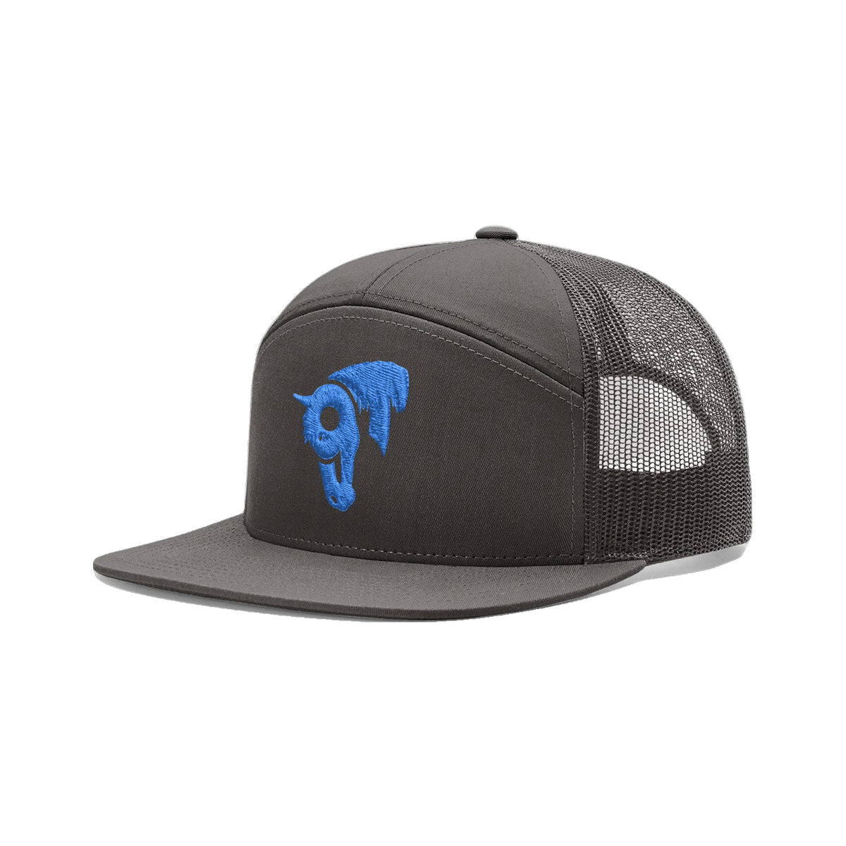 9T Horse Richardson 168 Hat / Charcoal / Blue / angle on white