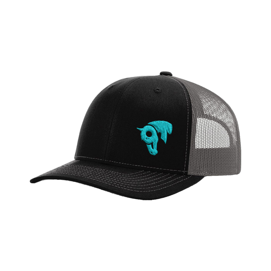 9T Horse Richardson 112 Hat / Black/Charcoal / White / angle on white