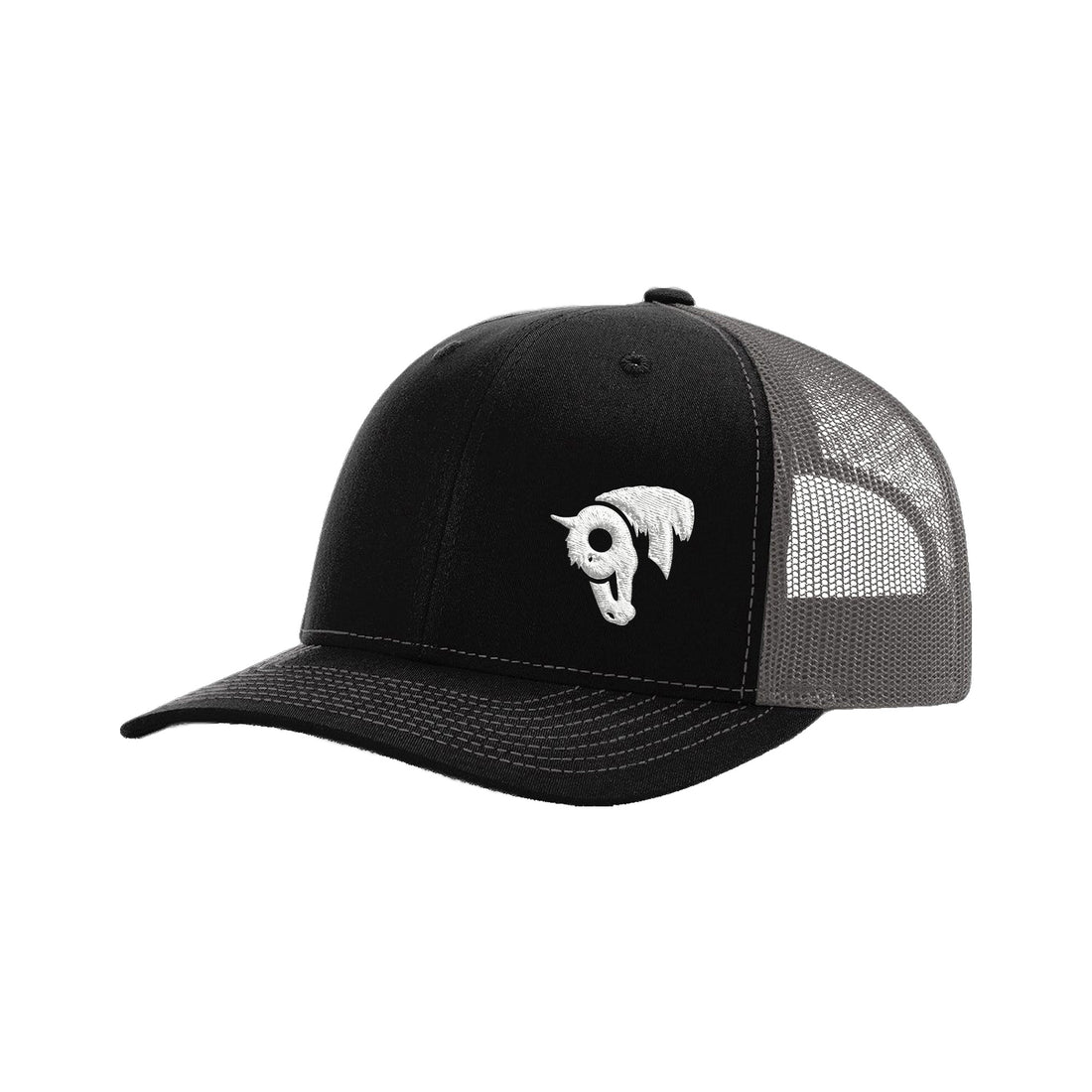 9T Horse Richardson 112 Hat / Black/Charcoal / White / angle on white