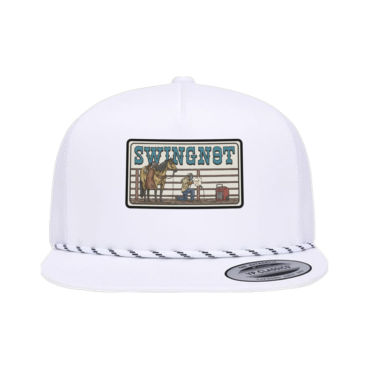 Welder Patch Yupoong 6006BD Rope Hat / White / angle on white