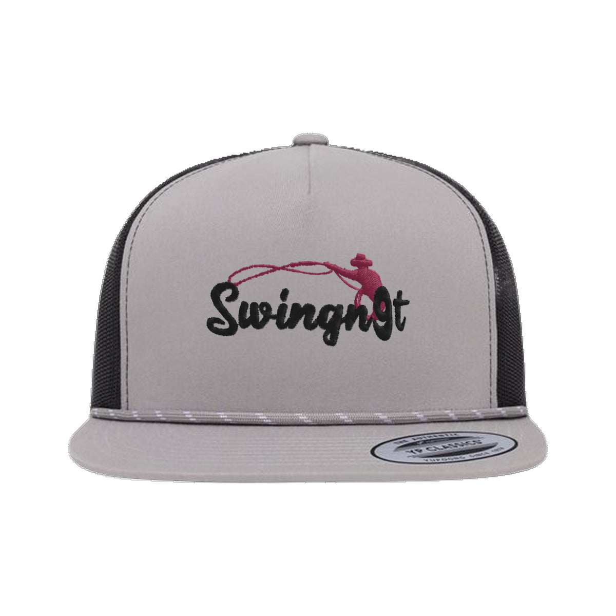 SwingN9T Roping Yupoong 6006BD Rope Hat / Silver/Black / Black/Maroon / angle on white