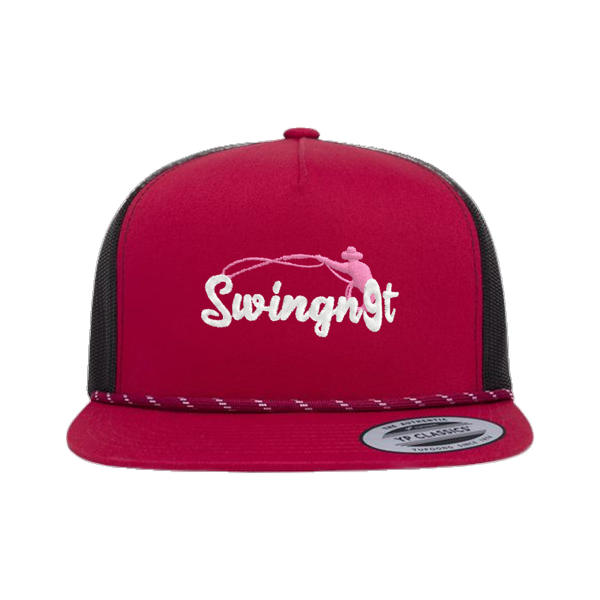 SwingN9T Roping Yupoong 6006BD Rope Hat / Red/Black / White/Pink / angle on white