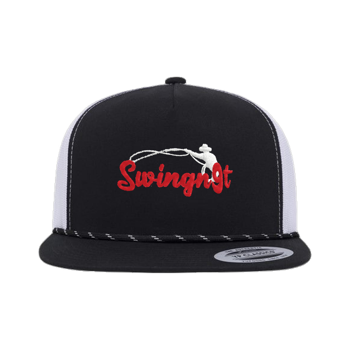 SwingN9T Roping Yupoong 6006BD Rope Hat / Black/White / Red/White / angle on white