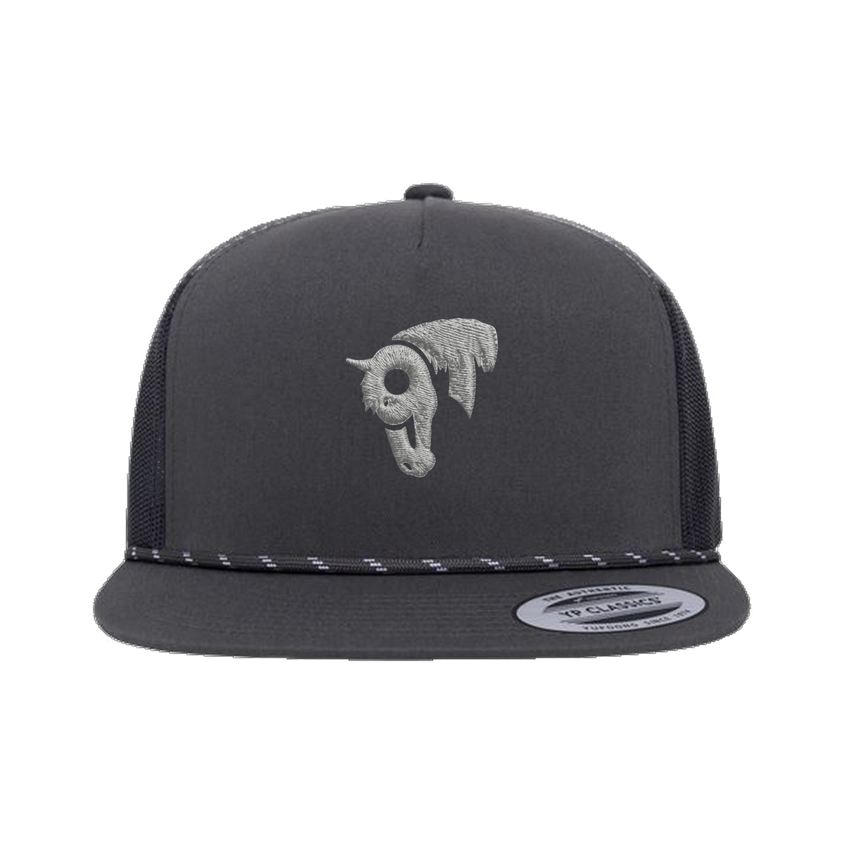 9T Horse Yupoong 6006BD Rope Hat / Charcoal / Grey / angle on white