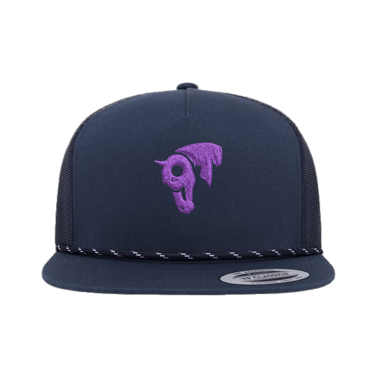 9T Horse Yupoong 6006BD Rope Hat / Navy / Purple / angle on white