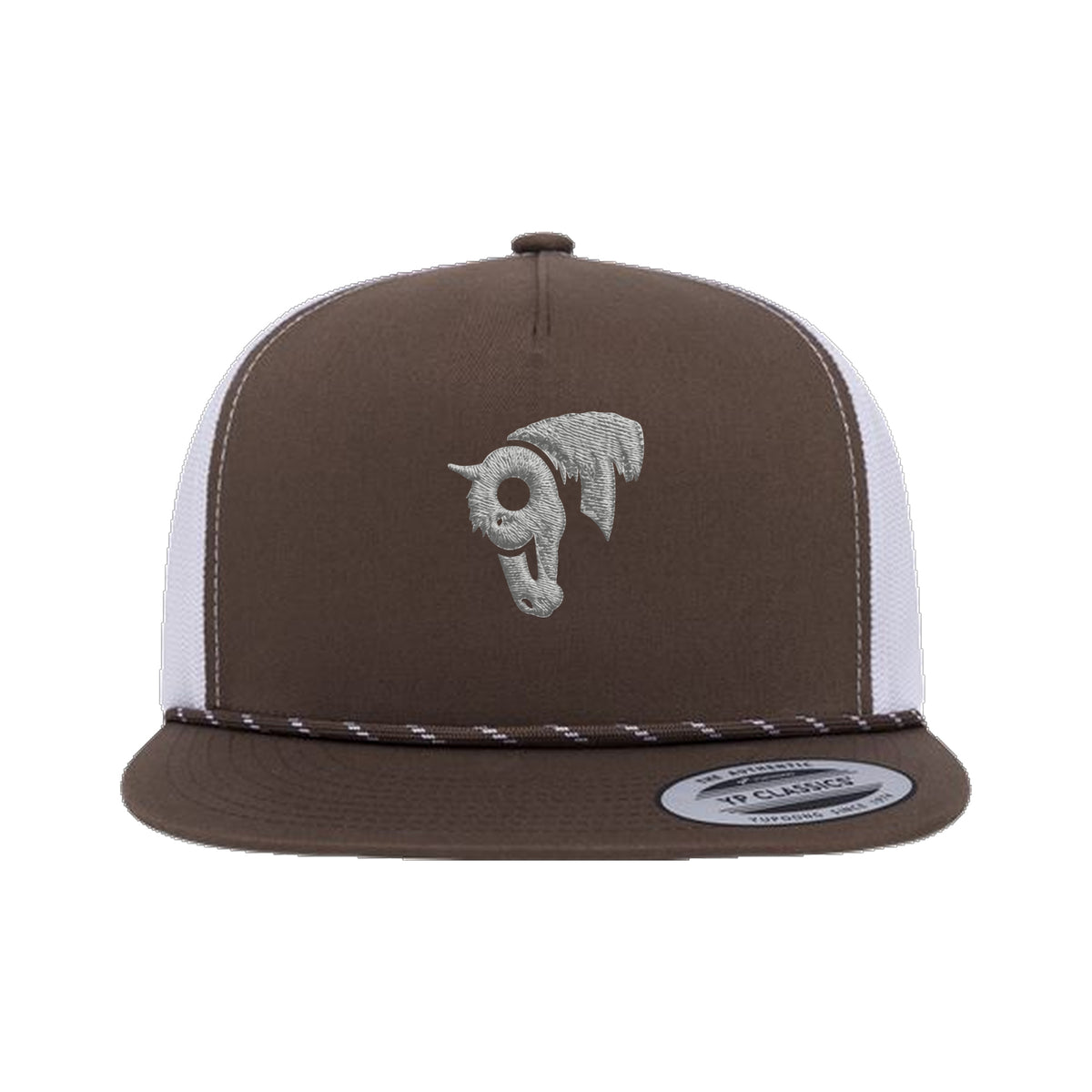 9T Horse Yupoong 6006BD Rope Hat / Brown/White / Grey / angle on white