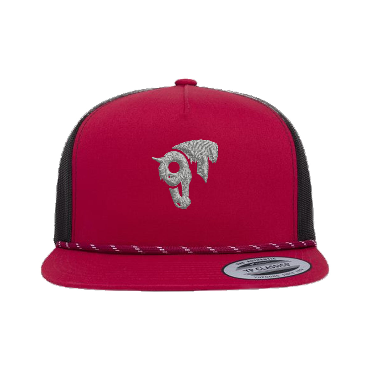 9T Horse Yupoong 6006BD Rope Hat / Red/Black / Grey / angle on white