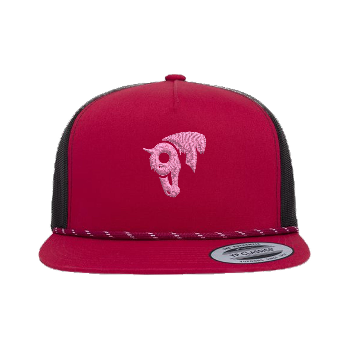 9T Horse Yupoong 6006BD Rope Hat / Red/Black / Pink / angle on white
