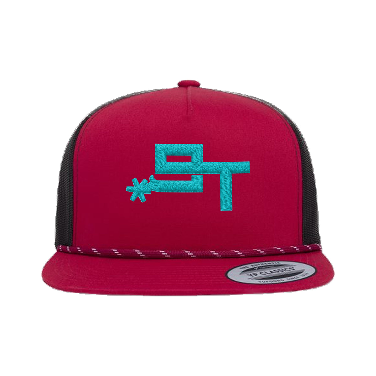 9T Spur Yupoong 6006BD Rope Hat / Red/Black / Teal / angle on white