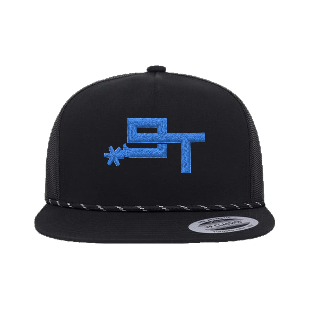 9T Spur Yupoong 6006BD Rope Hat / Black / Blue / angle on white