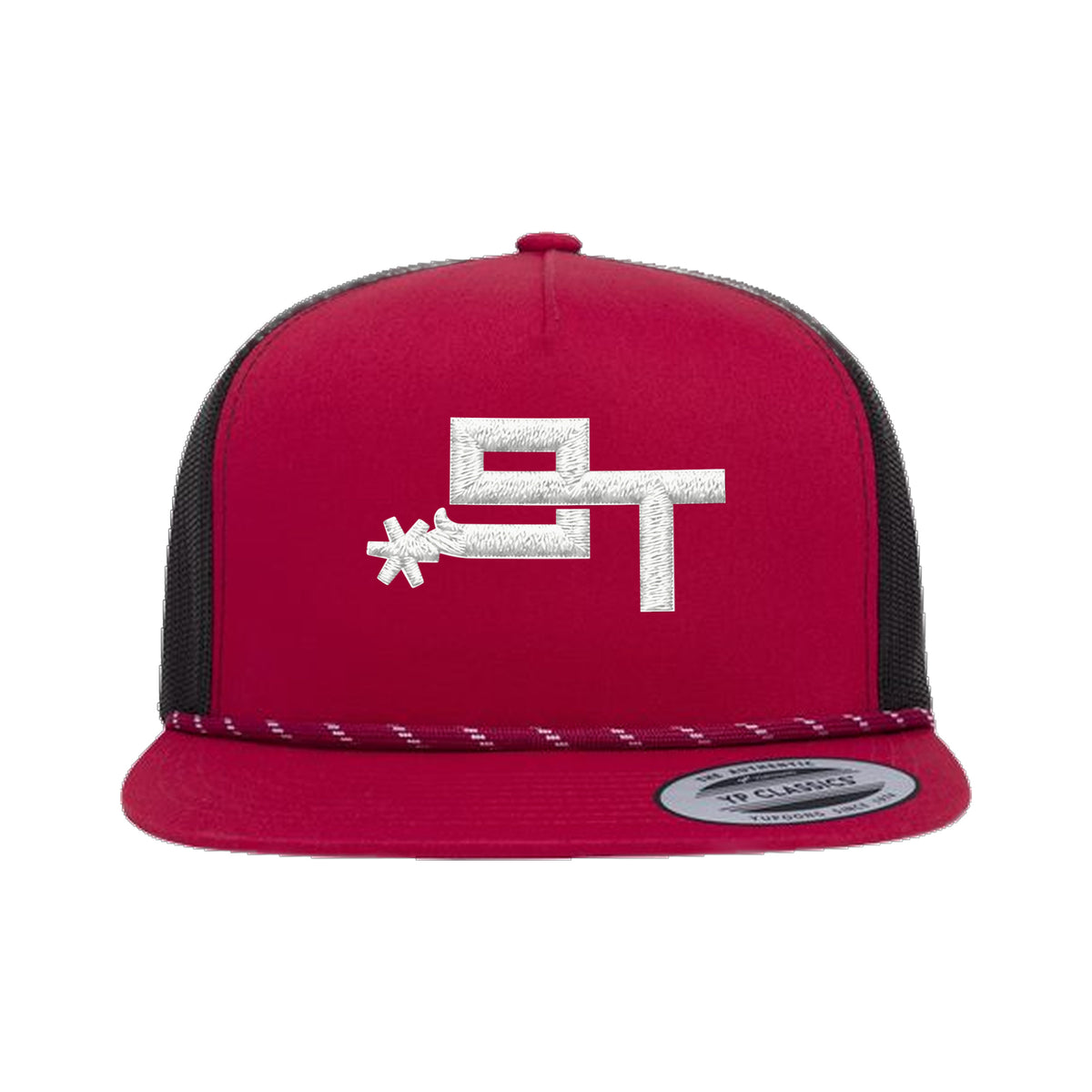9T Spur Yupoong 6006BD Rope Hat / Red/Black / White / angle on white