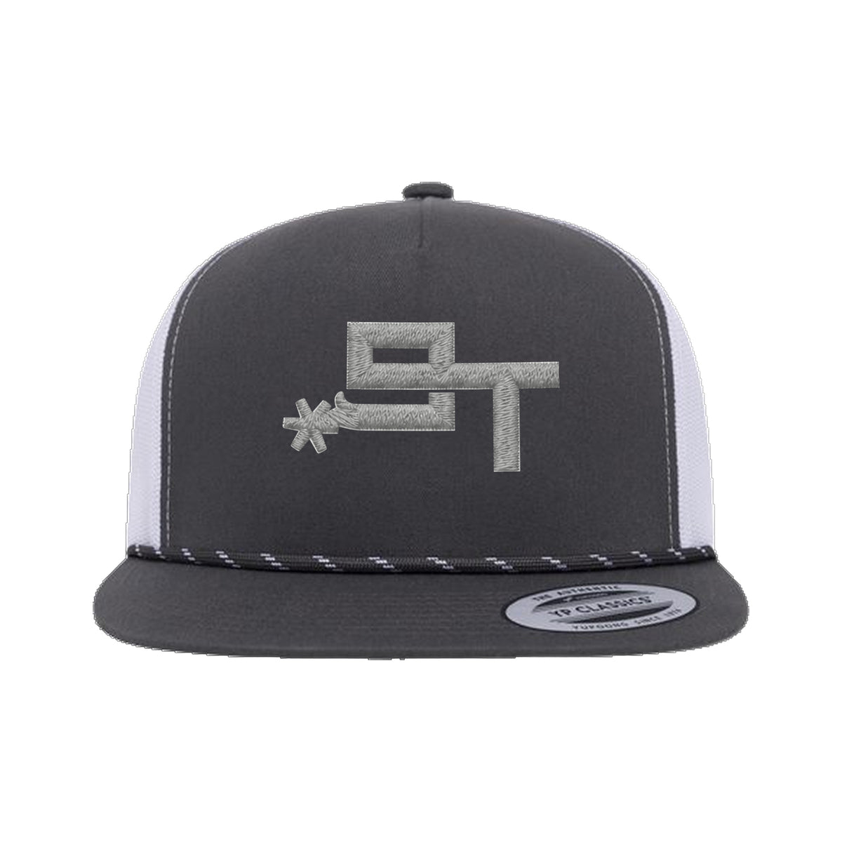 9T Spur Yupoong 6006BD Rope Hat / Charcoal/White / Grey / angle on white