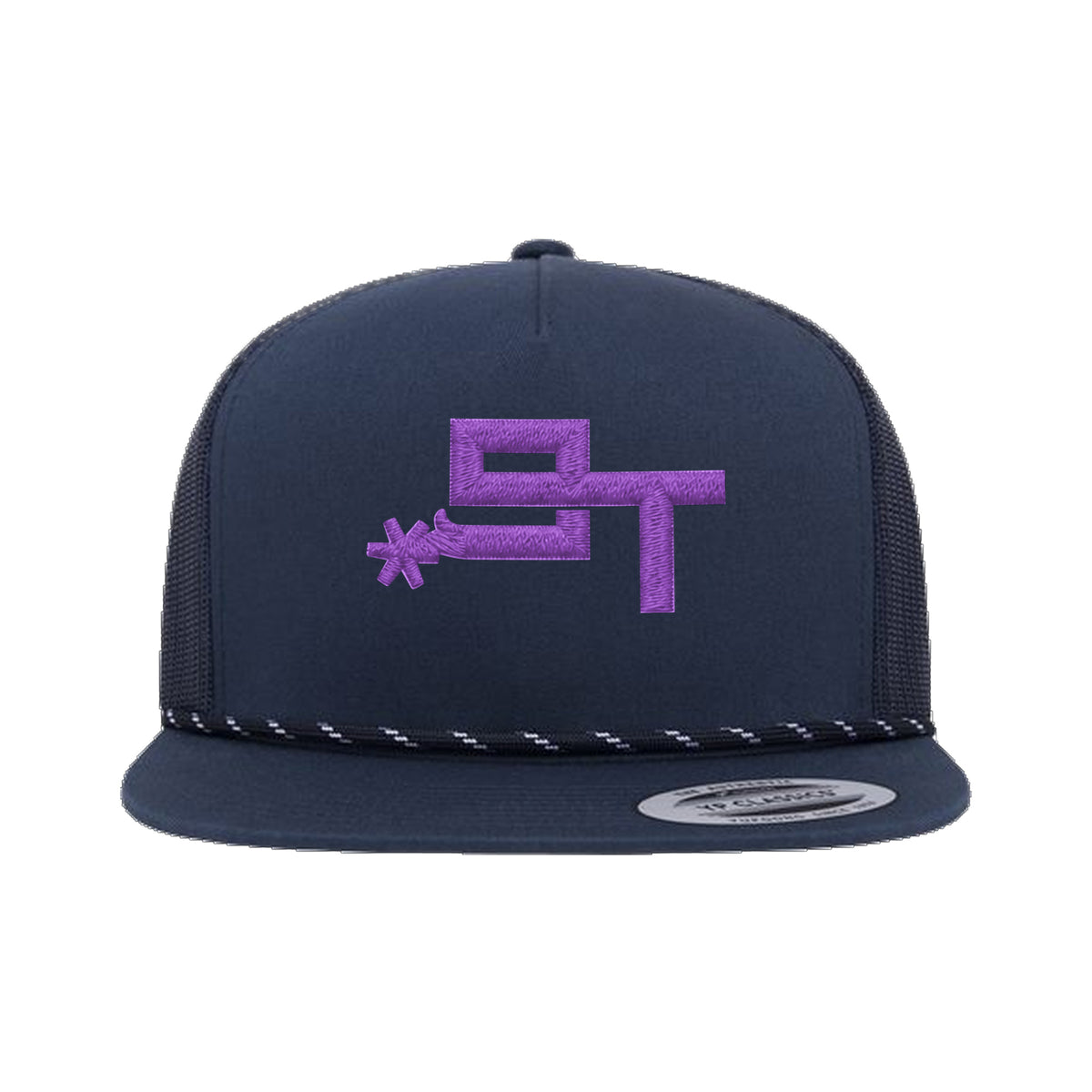 9T Spur Yupoong 6006BD Rope Hat / Navy / Purple / angle on white