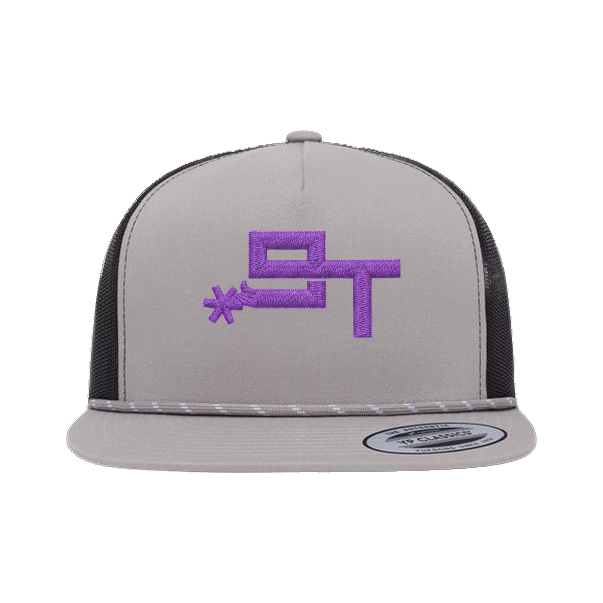 9T Spur Yupoong 6006BD Rope Hat / Silver/Black / Purple / angle on white