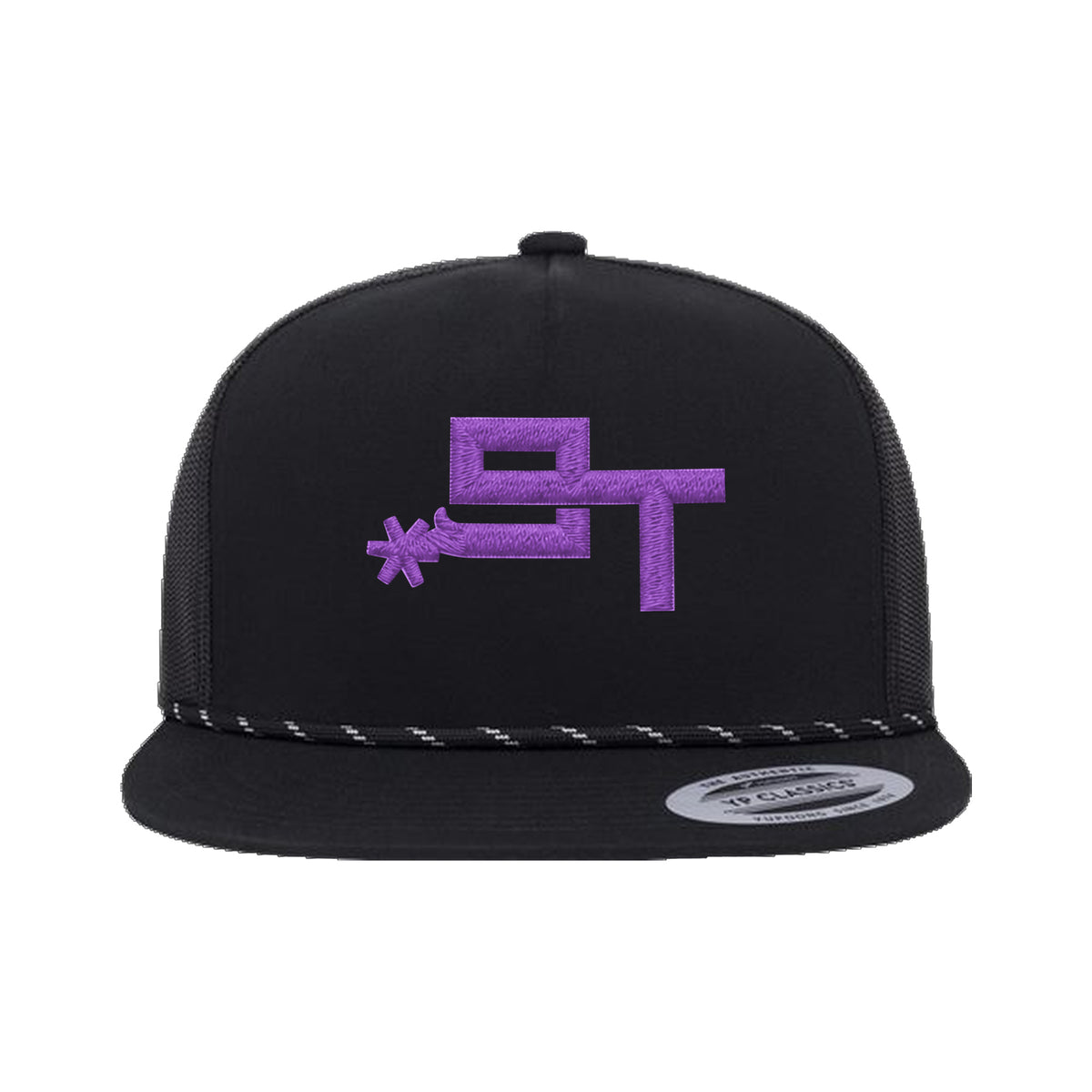9T Spur Yupoong 6006BD Rope Hat / Black / Purple / angle on white