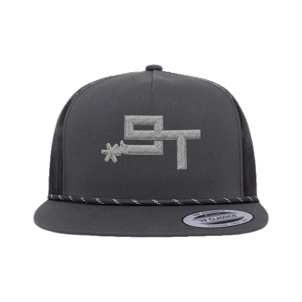 9T Spur Yupoong 6006BD Rope Hat / Charcoal/Black / Grey / angle on white