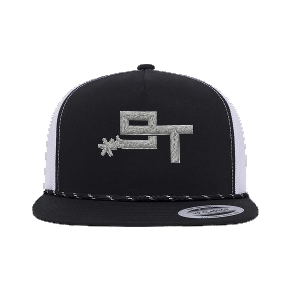 9T Spur Yupoong 6006BD Rope Hat / Black/White / Grey / angle on white