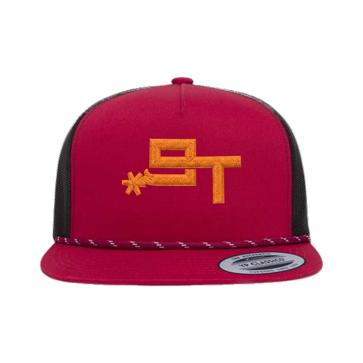 9T Spur Yupoong 6006BD Rope Hat / Red/Black / Orange / angle on white