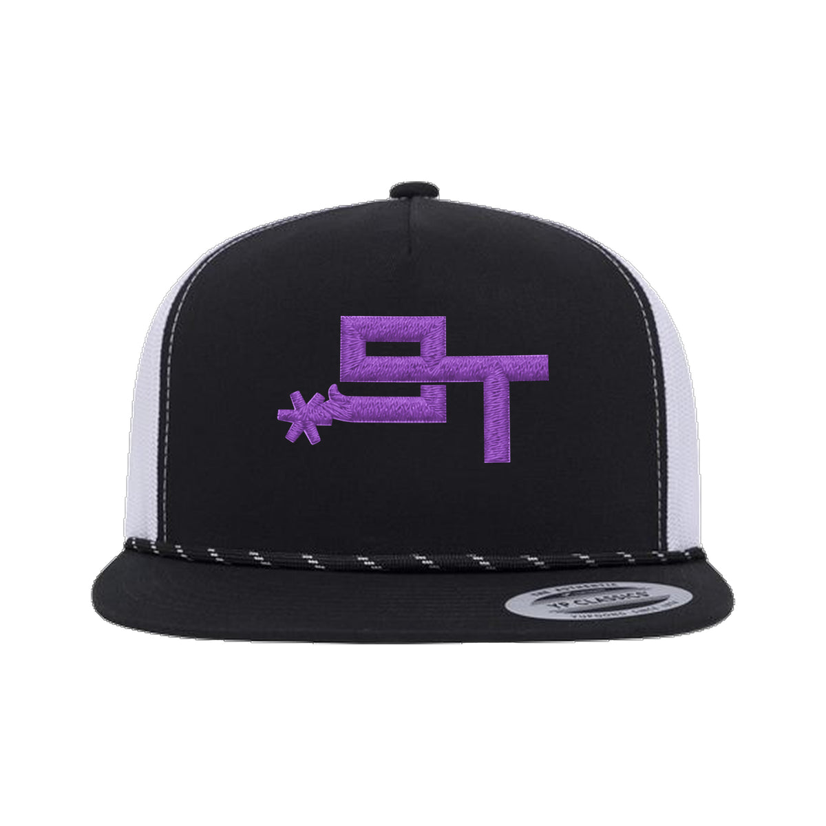 9T Spur Yupoong 6006BD Rope Hat / Black/White / Purple / angle on white