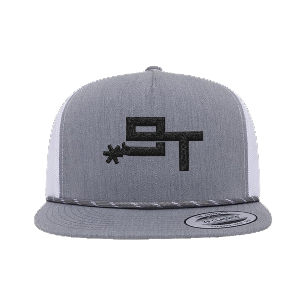 9T Spur Yupoong 6006BD Rope Hat / Heather Grey/White / Black / angle on white